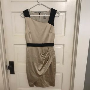 Cache cocktail dress. Champagne and black